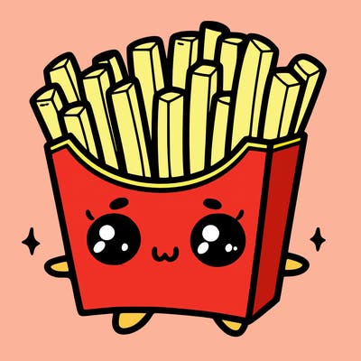 a cute. french fries
