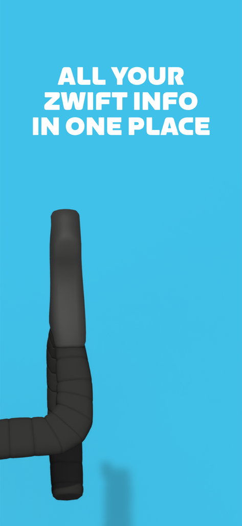 Zwift Companion - Zwift Companion app promotional screen showing a bike handlebar and the text All your Zwift info in one place