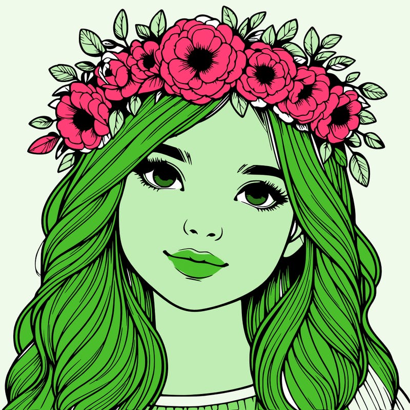 realistic girl with flower crown