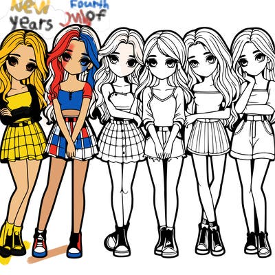 a group of girls realistic