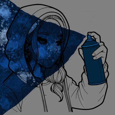 a realistic girl, spray painting
