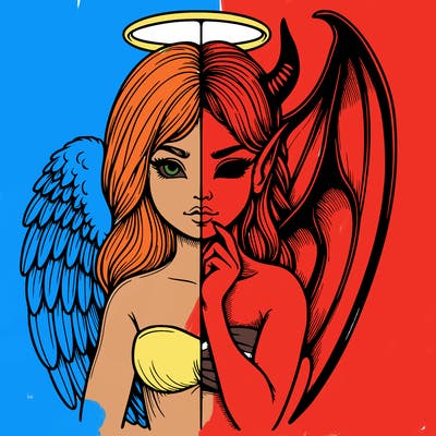 realistic angel half demon