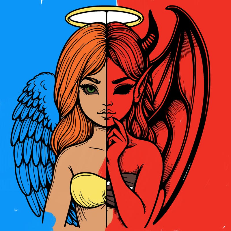 realistic angel half demon