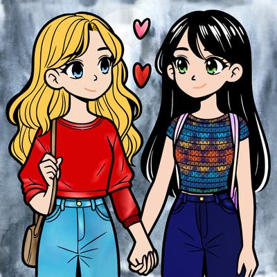 two teen girls holding hands