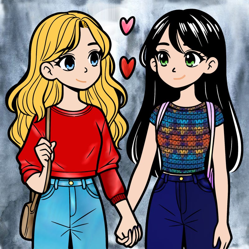 two teen girls holding hands