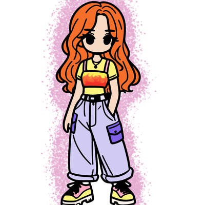girl in crop top and baggy pants