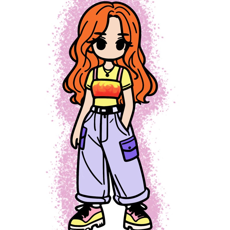 girl in crop top and baggy pants