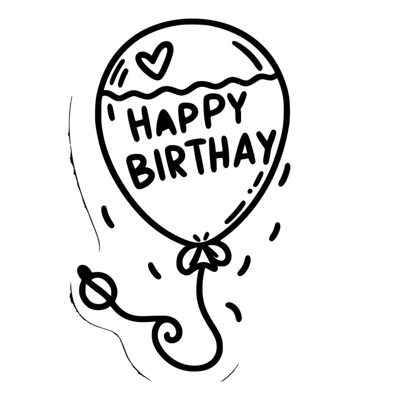 draws a happy birthday balloon