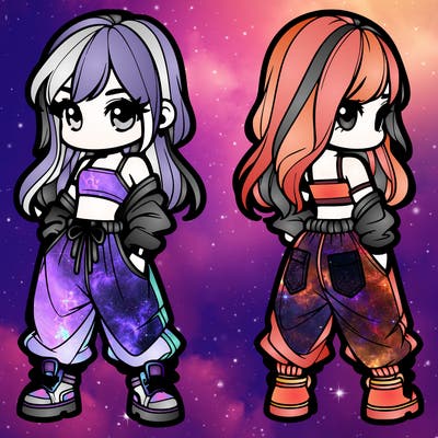 girl in crop top and baggy pants