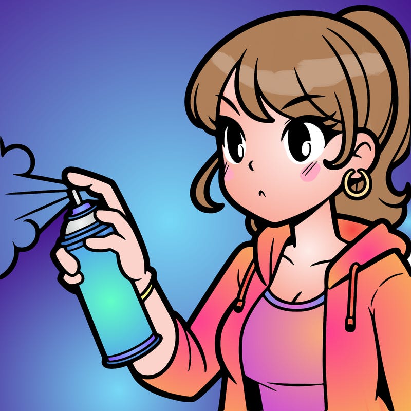 woman spray painting