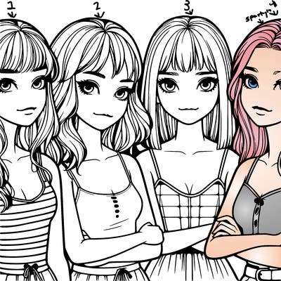 four realistic girls