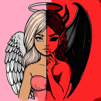 realistic angel half demon