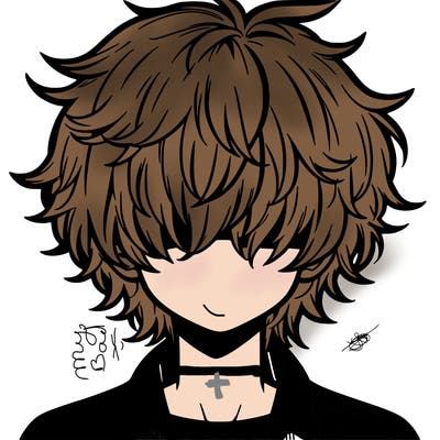 manga boy fluffy hair covering his eyes