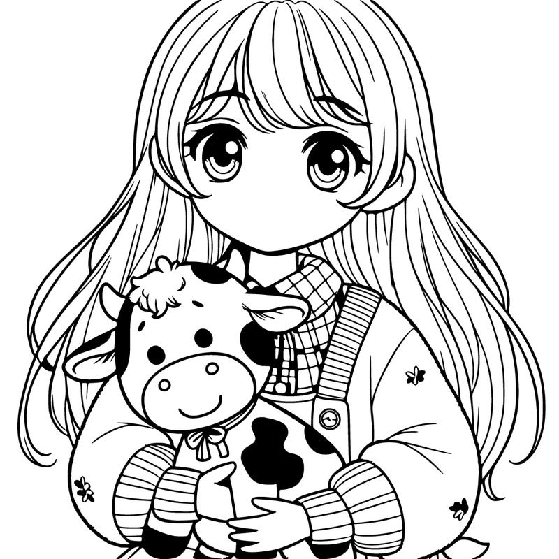 girl holding cow stuffed animal