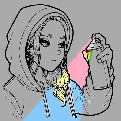 a realistic girl, spray painting