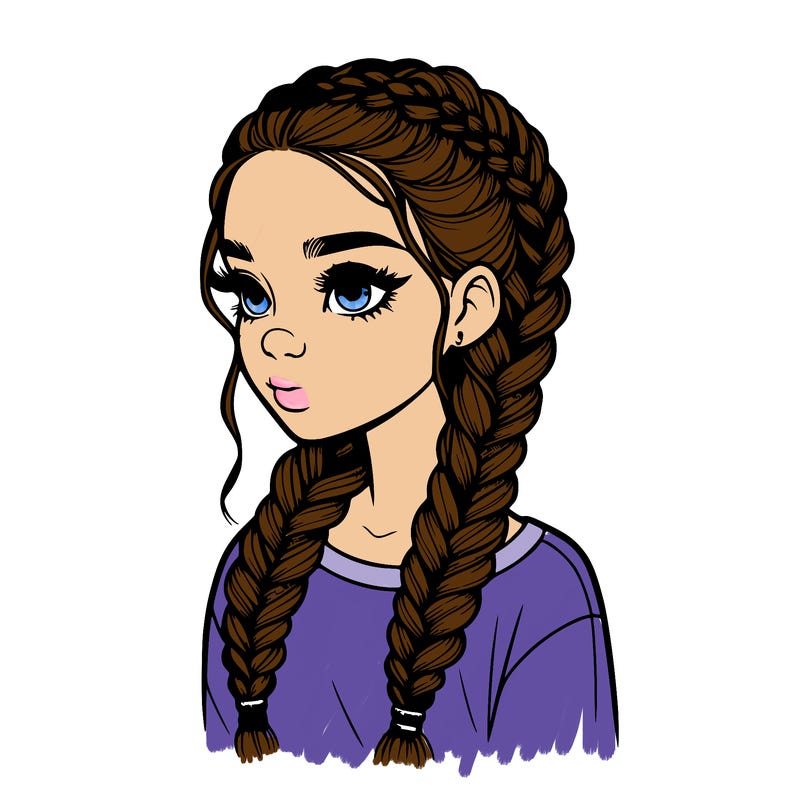 realistic girl with braids