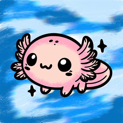 cute easy baby axolotl