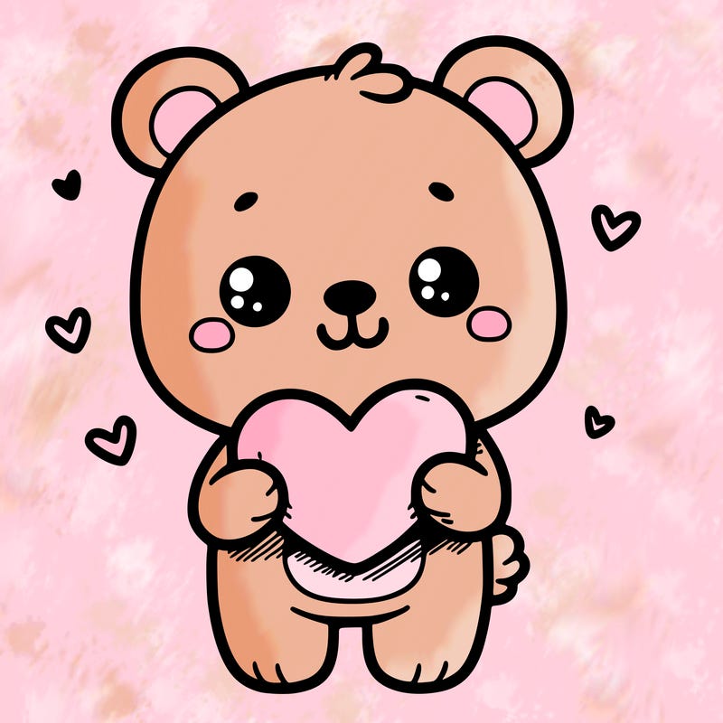 cutie bear holding a heart