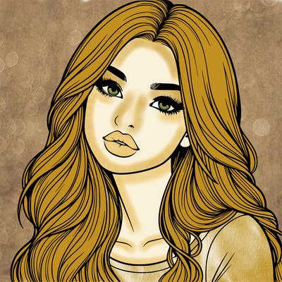 realistic girl with hair on her hair and lips