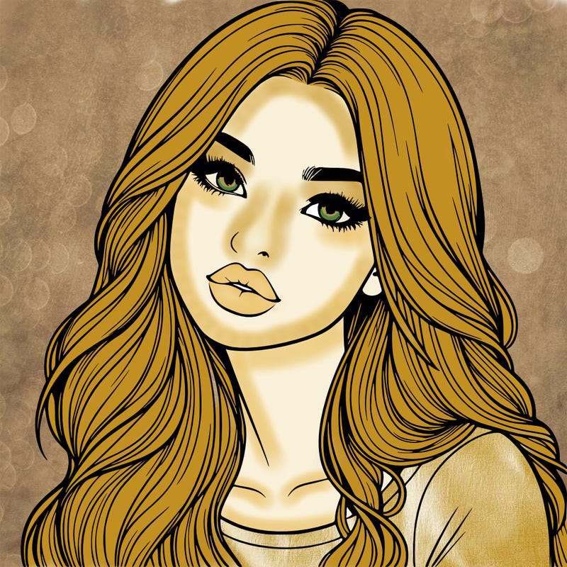 realistic girl with hair on her hair and lips