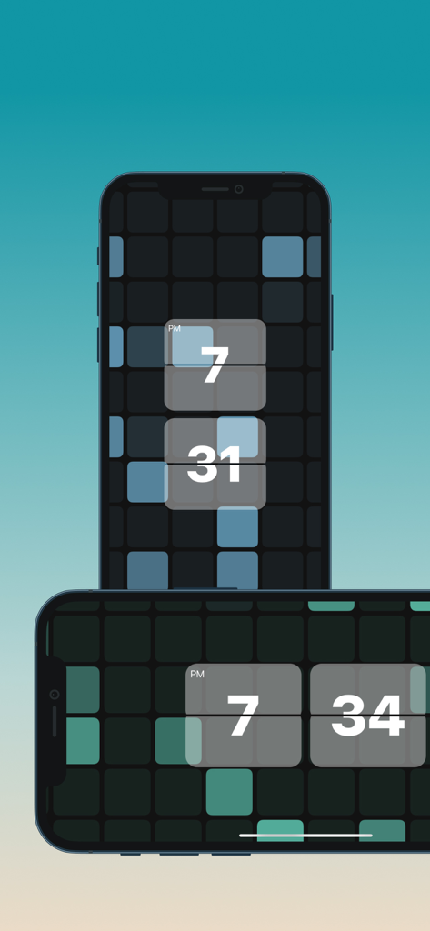 Heal Clock - Minimalist flip clock display on the Heal Clock mobile app interface