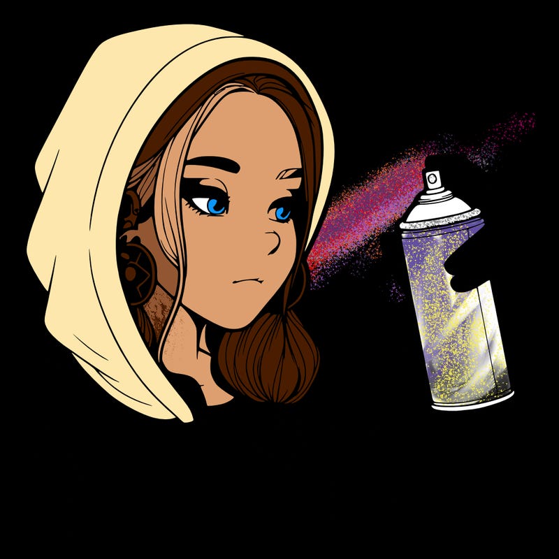a realistic girl, spray painting