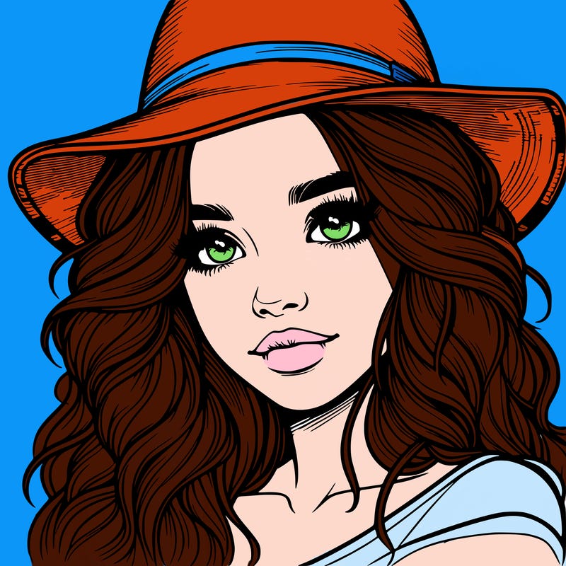 realistic girl with hat