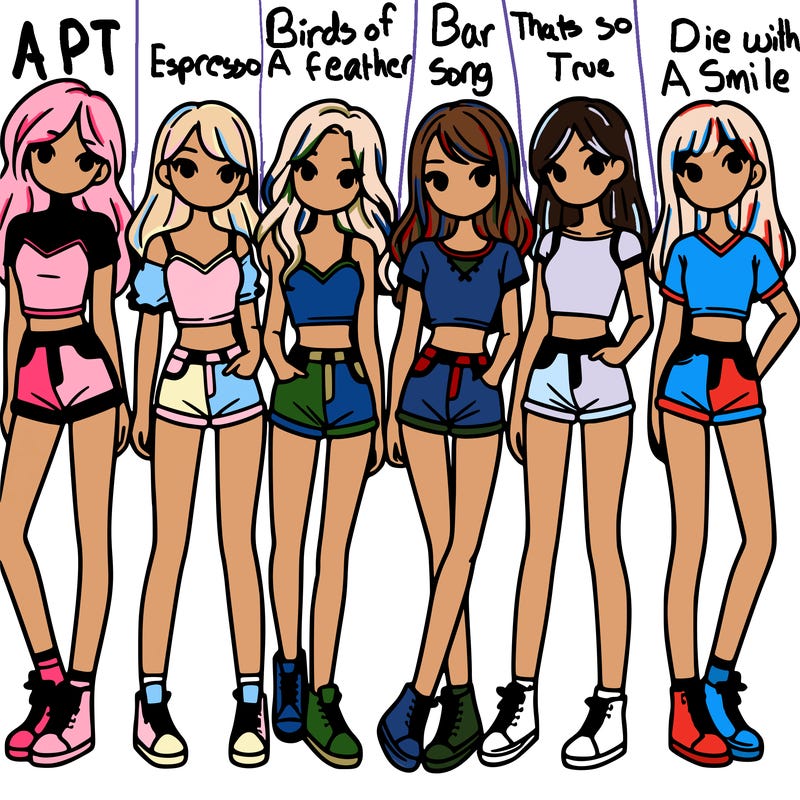 a group of girls wearing crop tops and shorts