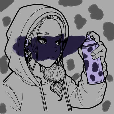 a realistic girl, spray painting