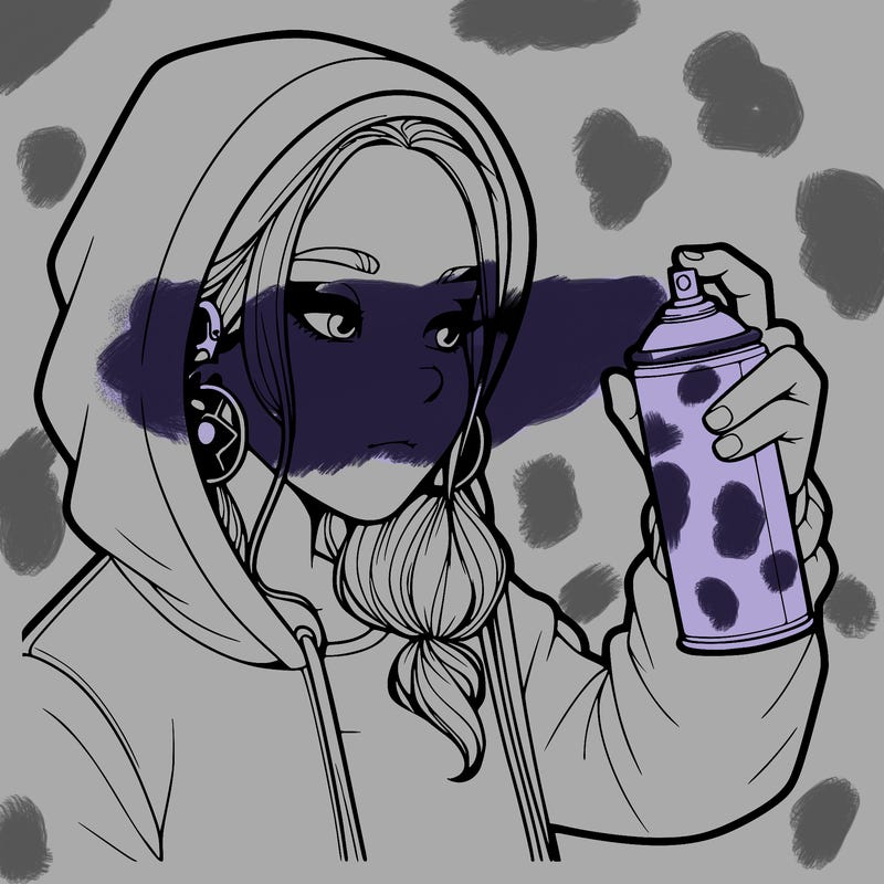 a realistic girl, spray painting