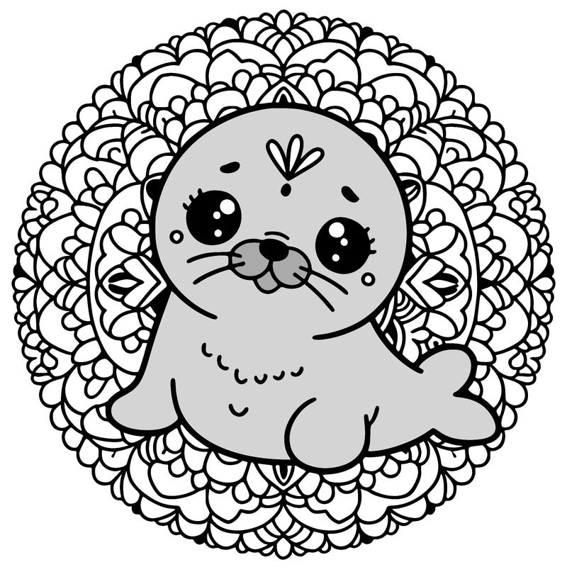 a cute baby seal mandala