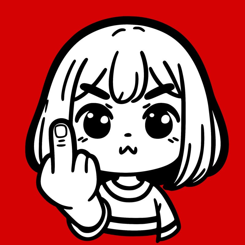 girl sticking up the middle finger