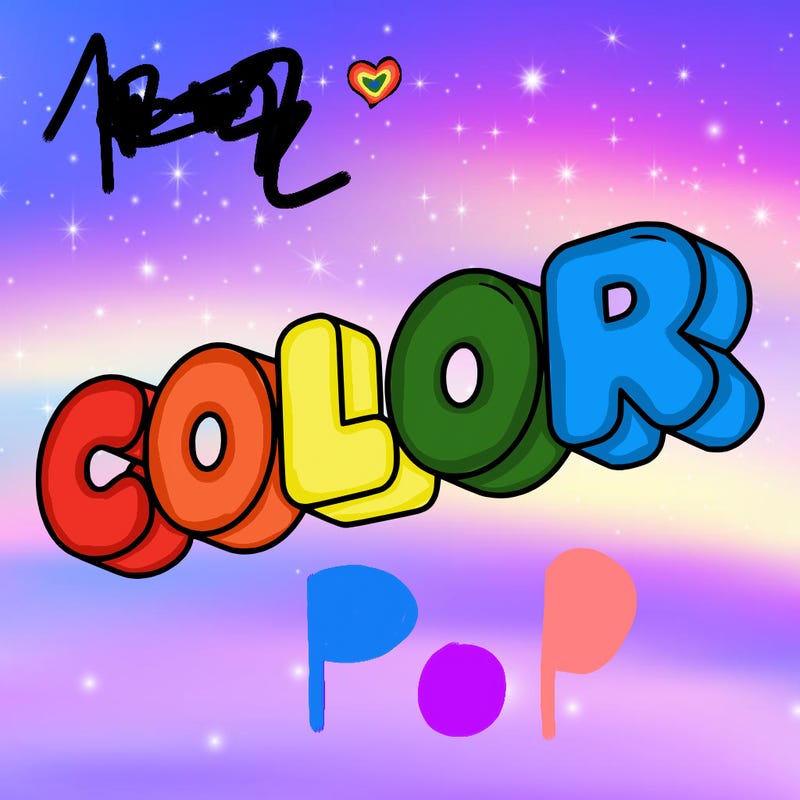 a sign that says color in bubble writing