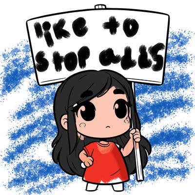 girl with blank sign