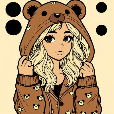 realistic girl in a animal pjs hoodie