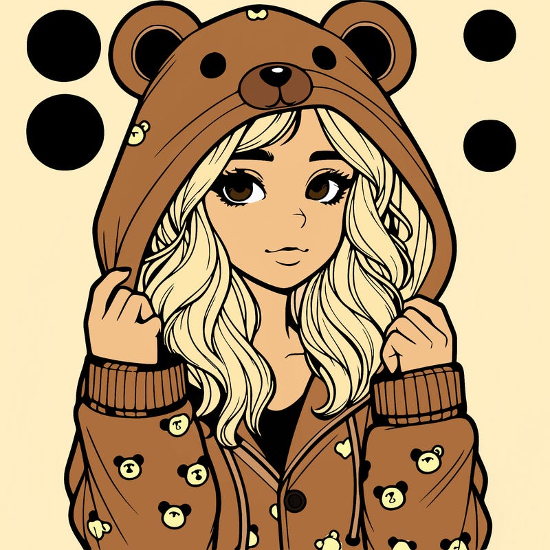 realistic girl in a animal pjs hoodie