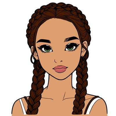 realistic girl with braids