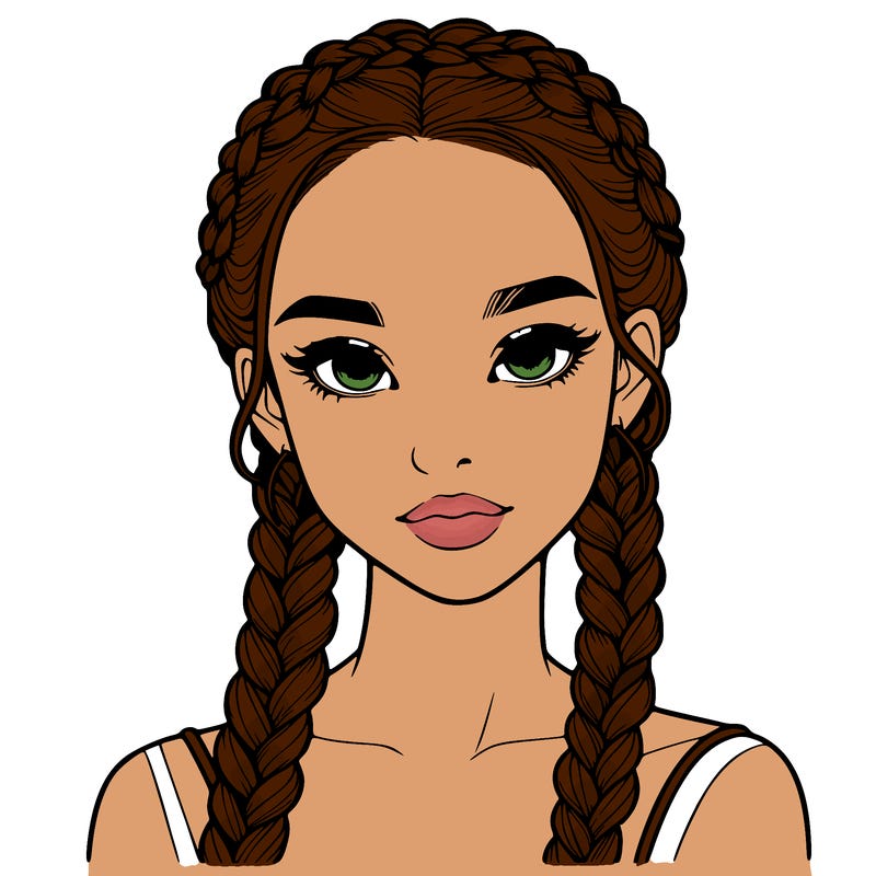 realistic girl with braids