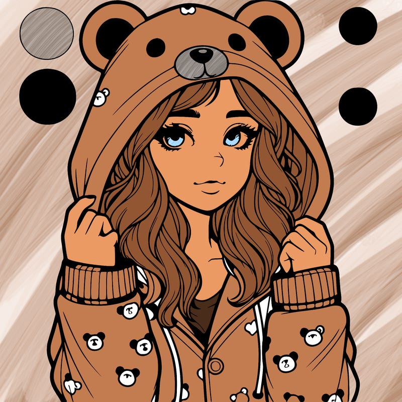 realistic girl in a animal pjs hoodie