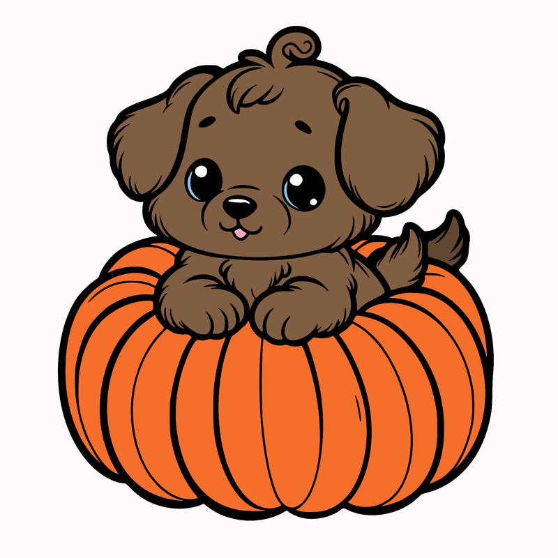 cute little puppy in a pumpkin