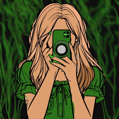 a realistic girl holding her phone taking pictures