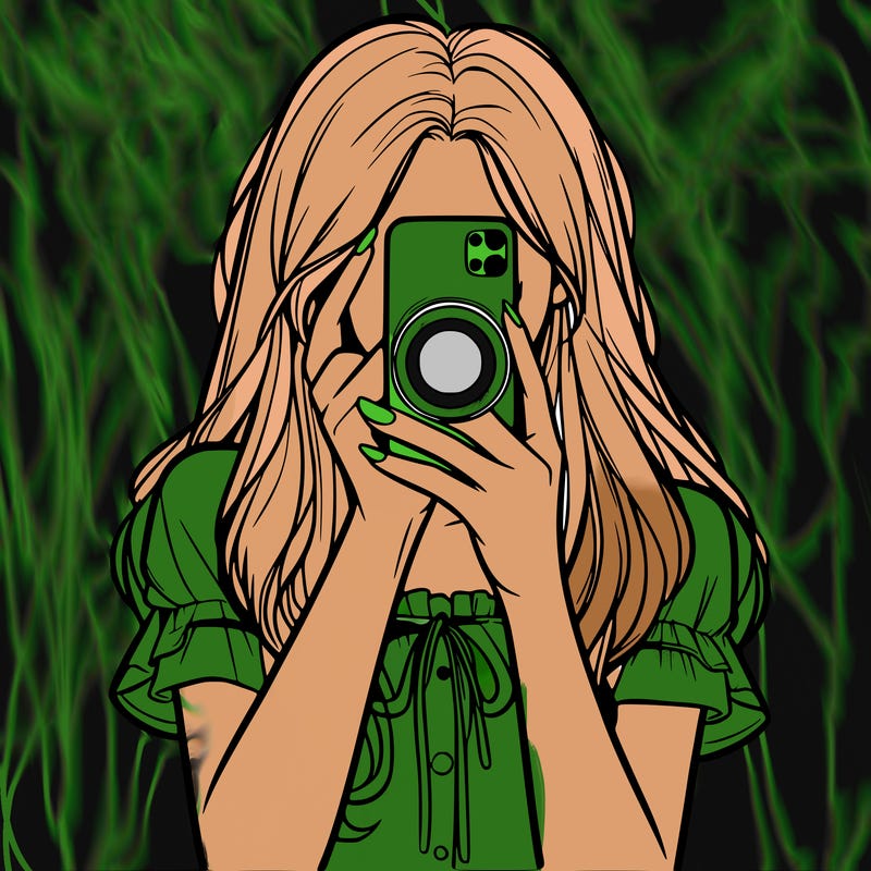a realistic girl holding her phone taking pictures