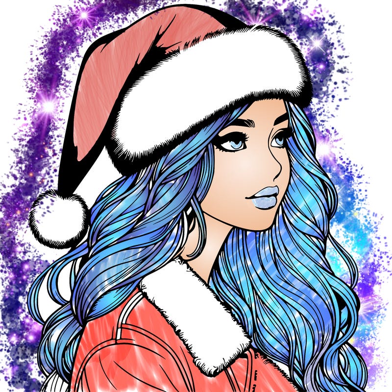 realistic girl in santa hat