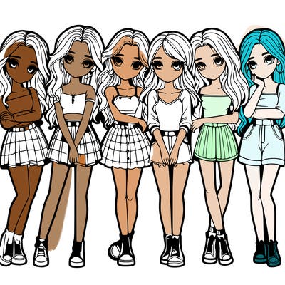 a group of girls realistic