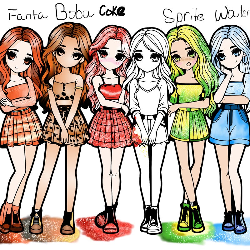 a group of girls realistic