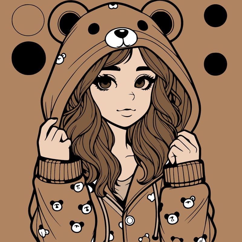 realistic girl in a animal pjs hoodie