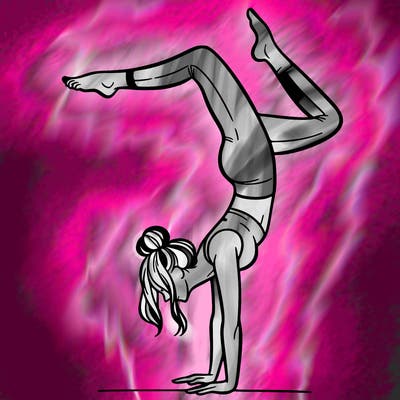 a woman doing a handstand