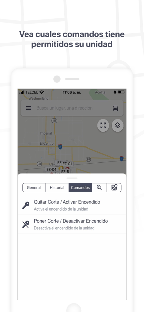 Eztrack - Eztrack-App-Oberfläche für Fernstartbefehle von Fahrzeugen und eine Tracking-Karte