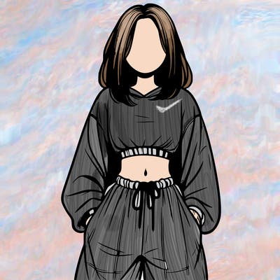 realistic girl faceless with baggy pants and a crop top