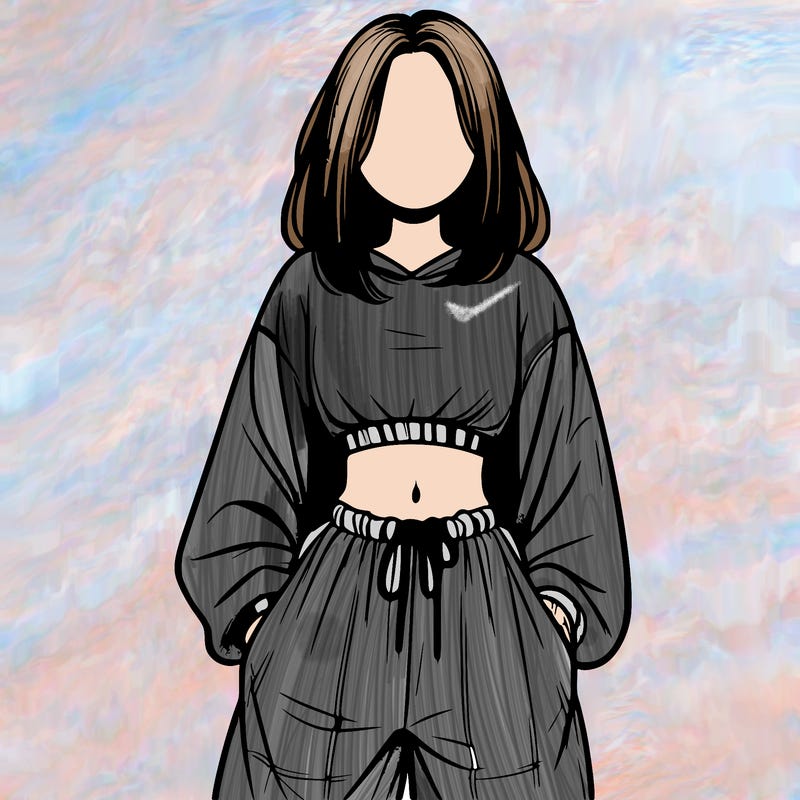 realistic girl faceless with baggy pants and a crop top